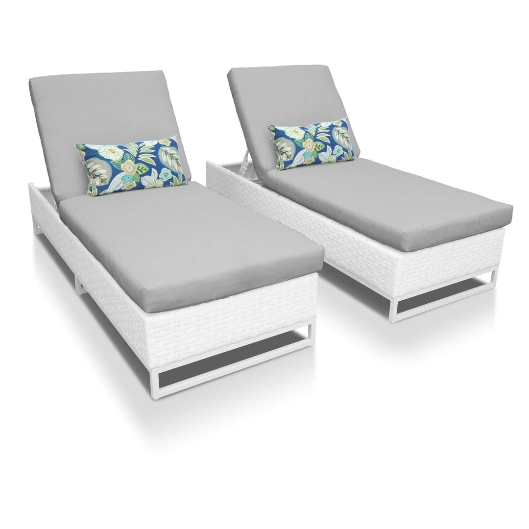 Virasat Navi Outdoor Swimming Poolside Lounger With (Set of 2 ) (White)