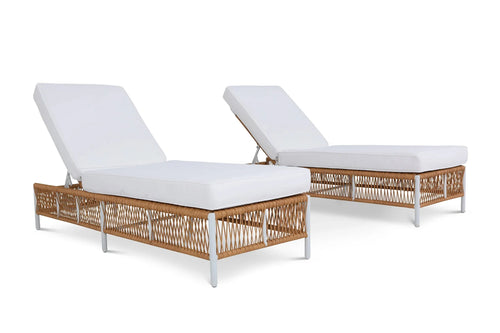 Virasat Outdoor Swimming Poolside Lounger Set of 2 Honey-VIRASAT FURNITURE & FURNISHING
