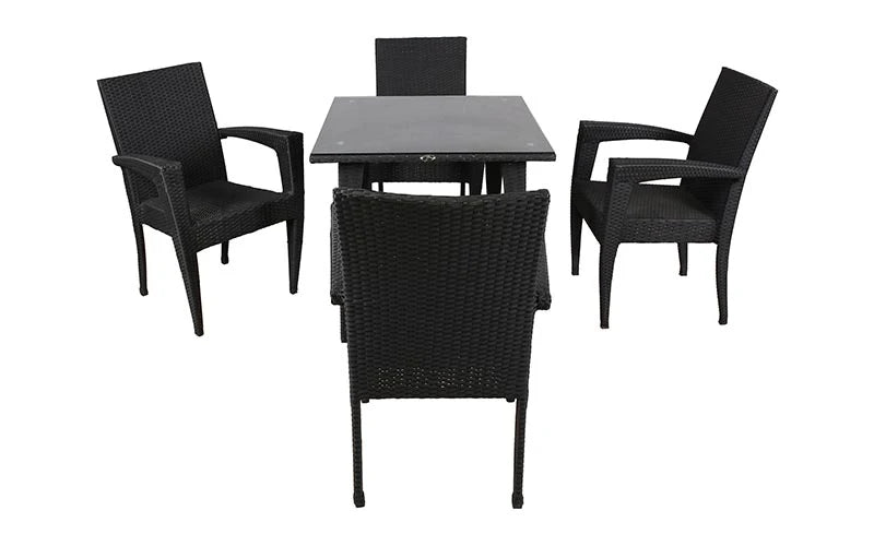 Virasat Outdoor Patio Seating Set 4 Chairs and 1 Table Set (Black)-VIRASAT FURNITURE & FURNISHING