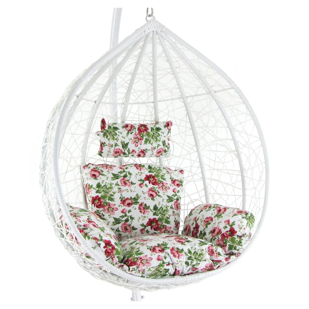 Virasat Single Seater Hanging Swing With Stand For Balcony, Garden Swing (White)-VIRASAT FURNITURE & FURNISHING
