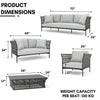 VIRASAT FURNITURE OUTDOOR ROPE SOFA SET 7-SEATER WITH GLASS TOP CENTER TABLE (GREY/BEIGE)