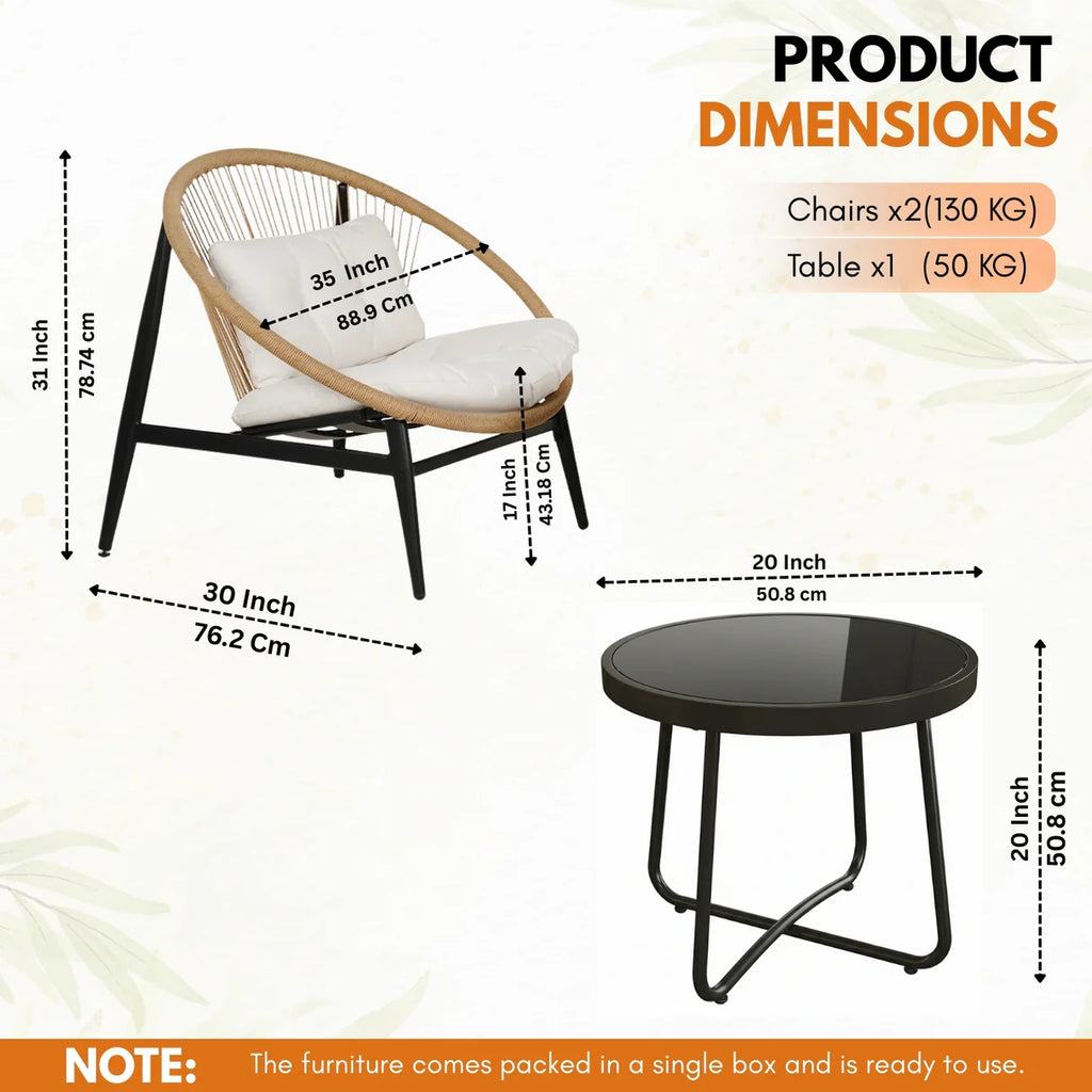 VIRASAT FURNITURE 3-Piece Outdoor Patio Bistro Set