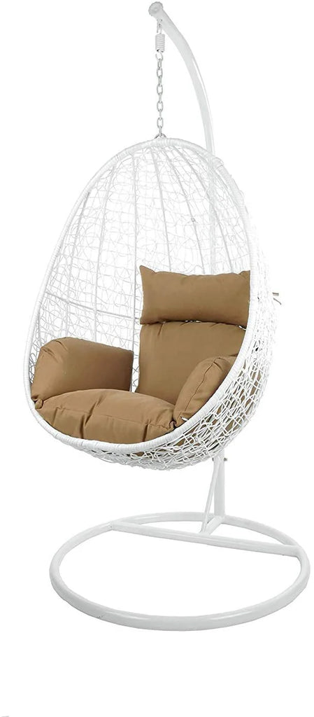 Virasat Single Seater Hanging Swing With Stand For Balcony, Garden Swing (White)-VIRASAT FURNITURE & FURNISHING