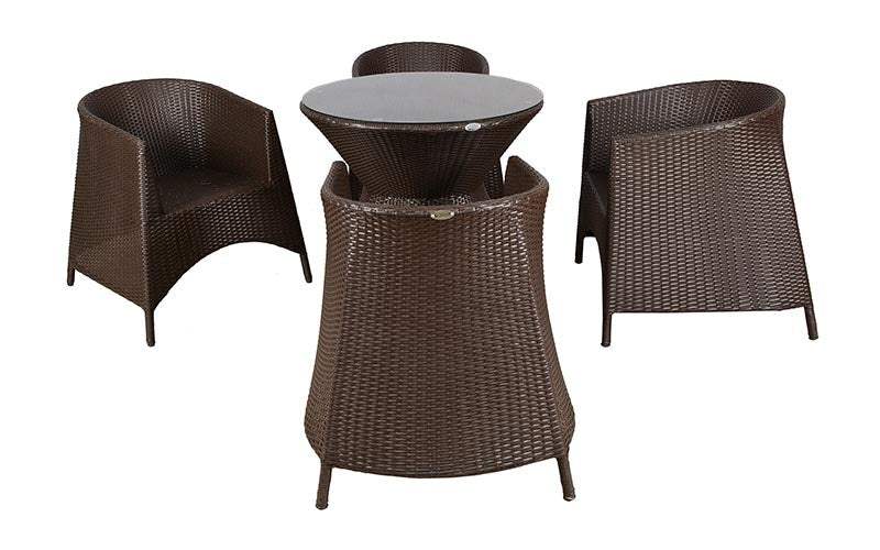 Virasat Outdoor Patio Seating Set 4 Chairs and 1 Table Set (Dark Brown)-VIRASAT FURNITURE & FURNISHING