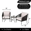 VIRASAT FURNITURE 3 Piece Outdoor Rope Bistro Set (Black & White)