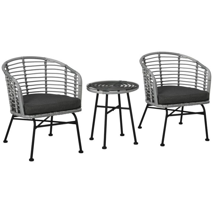 Virasat Apto Outdoor Patio Seating Set 2 Chairs and 1 Table Set (Grey)