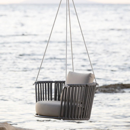 VIRASAT FURNITURE AIRMOOD SINGLE SEATER HANGING SWING WITHOUT STAND FOR BALCONY & GARDEN SWING (GREY)