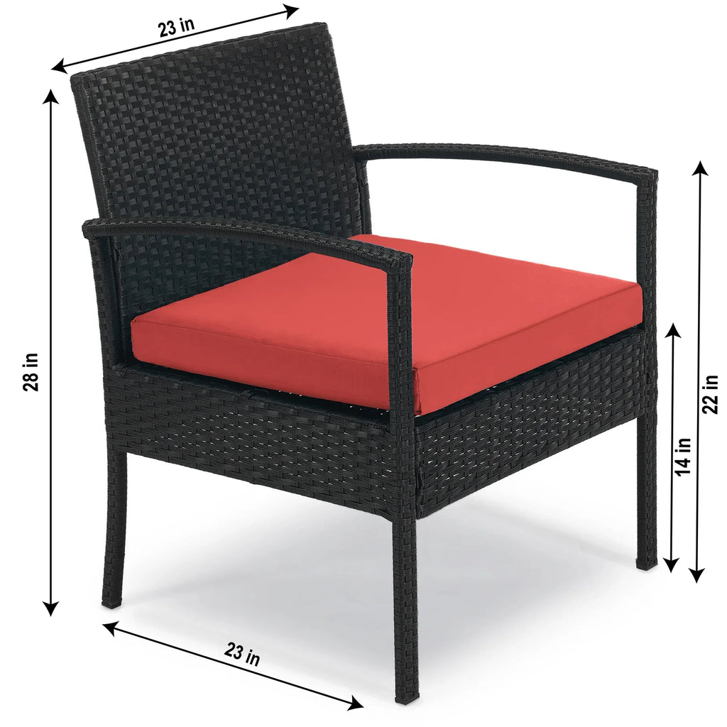 Virasat Outdoor Patio Seating Set 2 Chairs and 1 Table Set (Brown + Red)-VIRASAT FURNITURE & FURNISHING