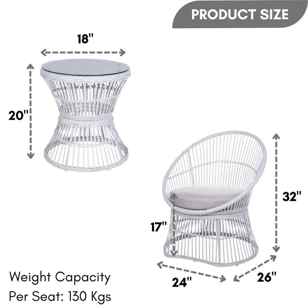 VIRASAT FURNITURE Outdoor Wicker Patio Set with Glass Top Table