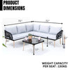 VIRASAT FURNITURE L-SHAPE OUTDOOR ROPE SOFA SET 6-SEATER WITH CENTER TABLE (GREY)