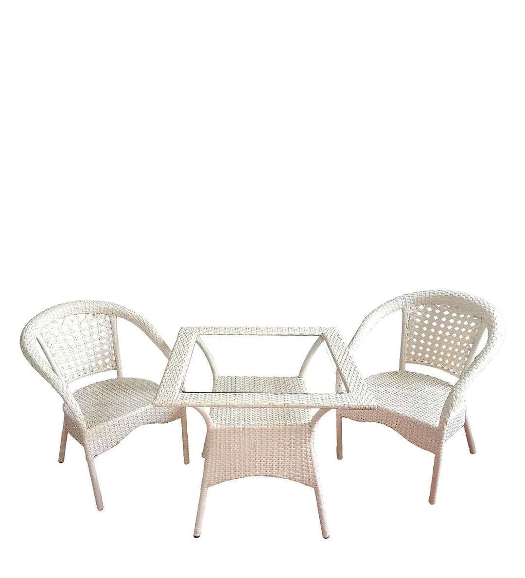 Virasat Romy Outdoor Patio Seating Set 2 Chairs and 1 Table Set (Cream)