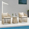 VIRASAT FURNITURE VARQO OUTDOOR PATIO SEATING SET 2 CHAIRS AND 1 TABLE SET (CREAM) BRAIDED & ROPE