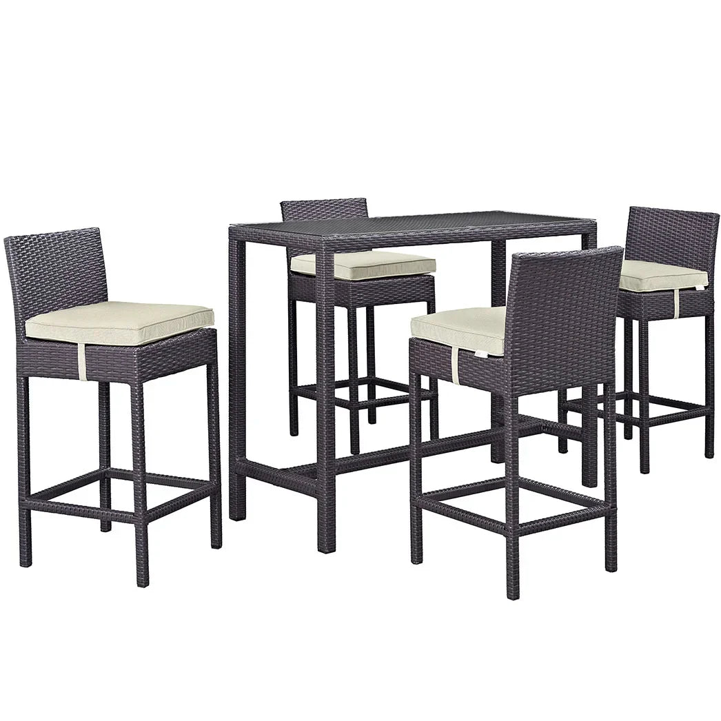 Virasat Lomeo Outdoor Patio Bar Sets 4 Chairs and 1 Table (Dark Brown)