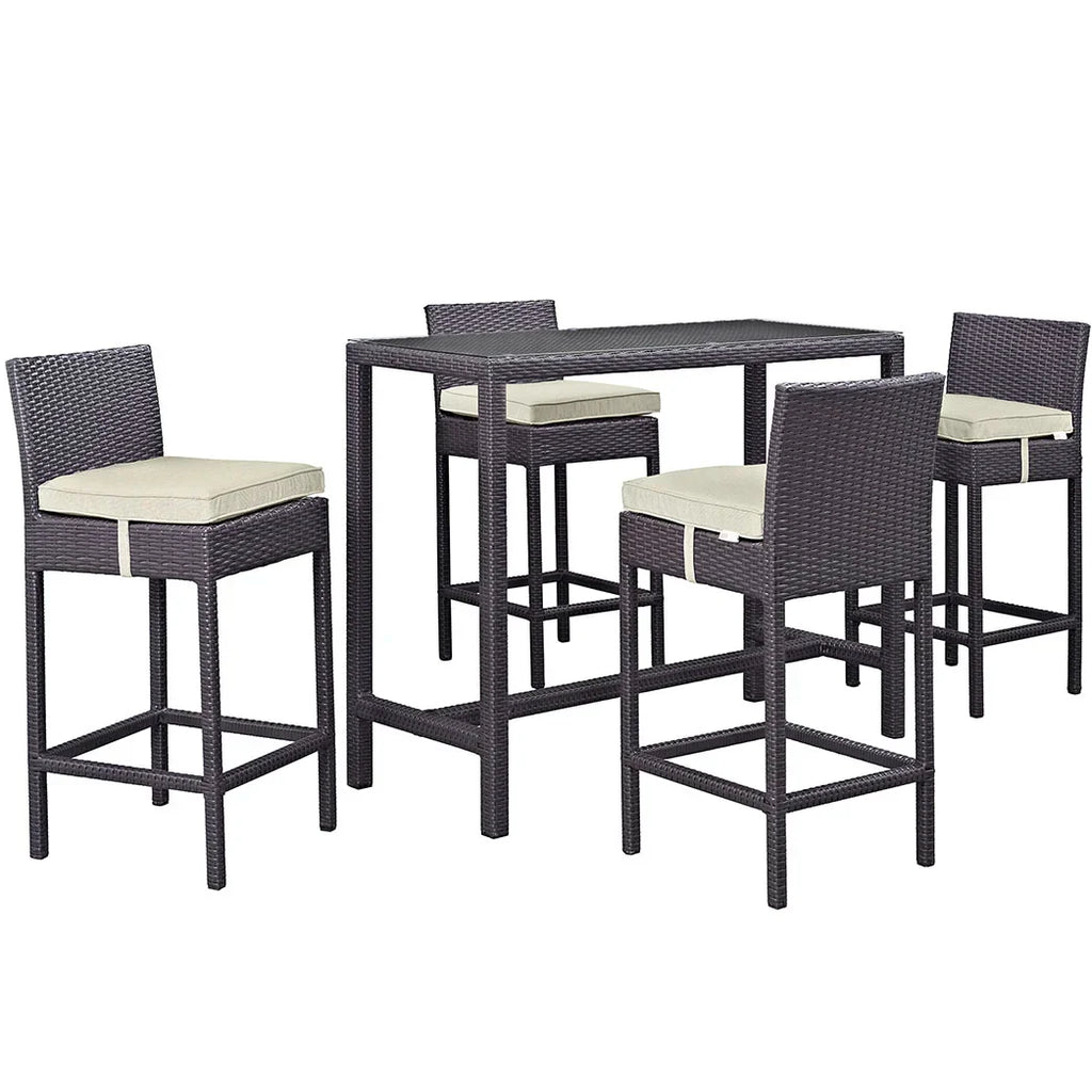 Virasat Outdoor Patio Bar Sets 4 Chairs and 1 Table (Dark Brown)-VIRASAT FURNITURE & FURNISHING