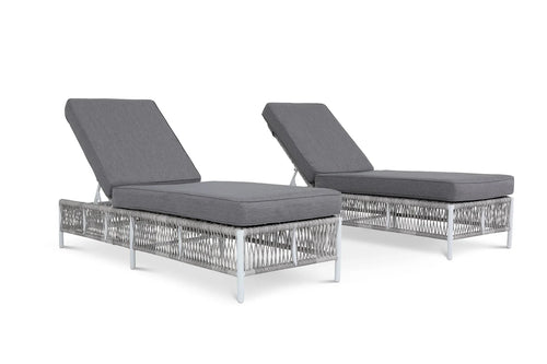 Virasat Outdoor Swimming Poolside Lounger Set of 2 Grey-VIRASAT FURNITURE & FURNISHING