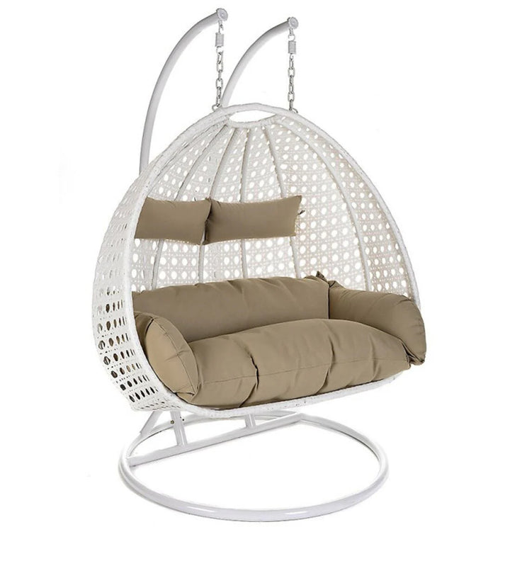 Virasat Lia Double Seater Hanging Swing With Stand For Balcony , Garden Swing (White)