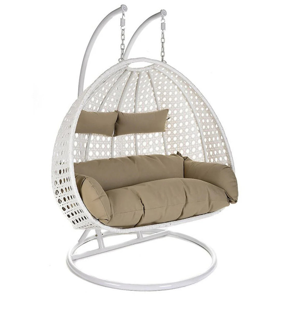Virasat Double Seater Hanging Swing With Stand For Balcony, Garden Swing (White)-VIRASAT FURNITURE & FURNISHING
