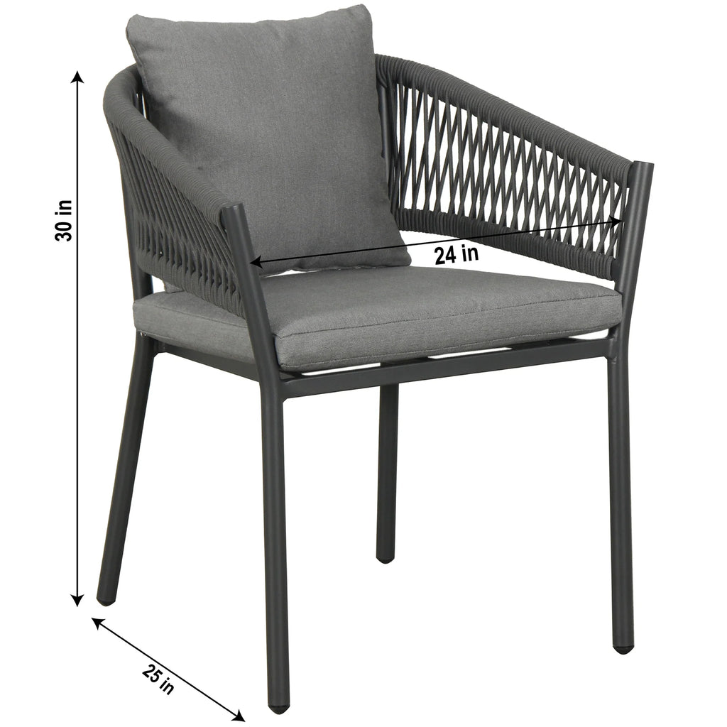 Virasat Outdoor Patio Seating Set 4 Chairs and 1 Table Set (Black) Braided & Rope-VIRASAT FURNITURE & FURNISHING
