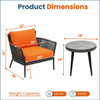 VIRASAT FURNITURE Outdoor 3-Piece All-Weather Rope Patio Set with Orange Cushions & Center Table