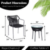 VIRASAT FURNITURE 3-Piece Outdoor Grey Rope Patio Set with Cushions & Center Table