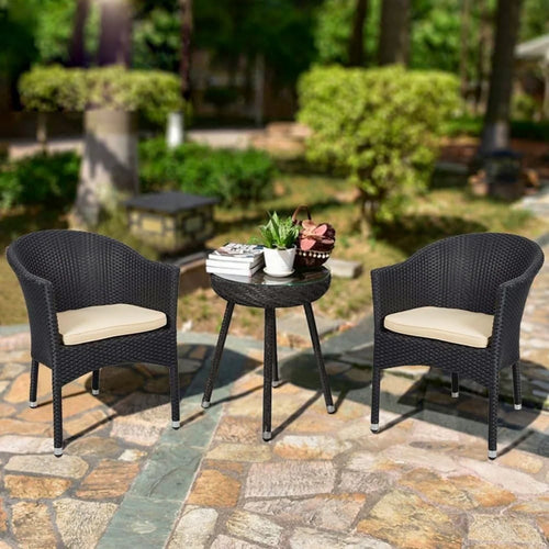 VIRASAT FURNITURE 3-Piece Outdoor Rattan Wicker Patio Set