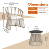 VIRASAT FURNITURE Outdoor Rope 3-Piece Patio Set (Beige & Off-White)