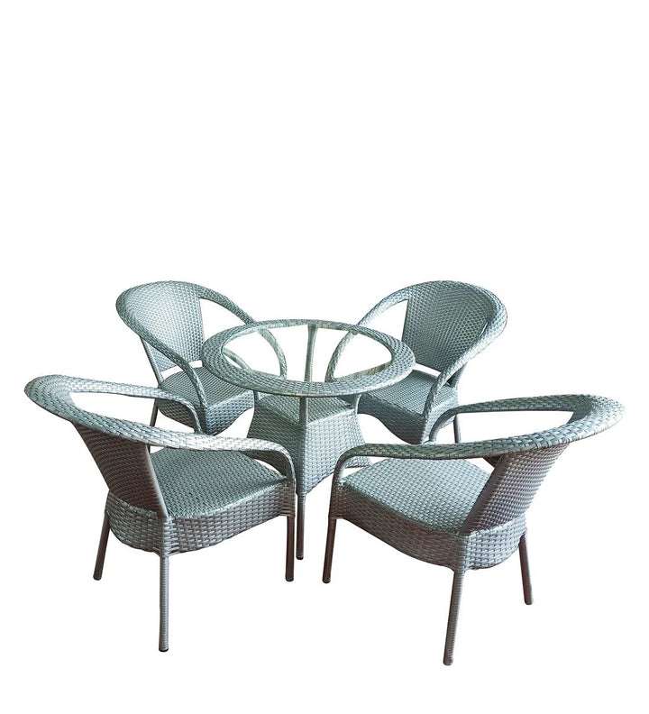 Virasat Mishka Outdoor Patio Seating Set 4 Chairs and 1 Table Set (Silver)