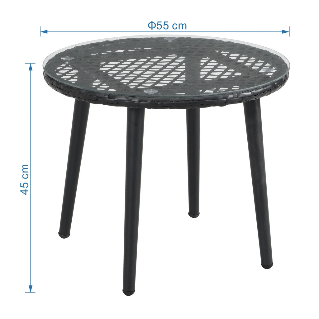 Virasat Outdoor Patio Seating Set 2 Chairs 1 Table Set Black-VIRASAT FURNITURE & FURNISHING