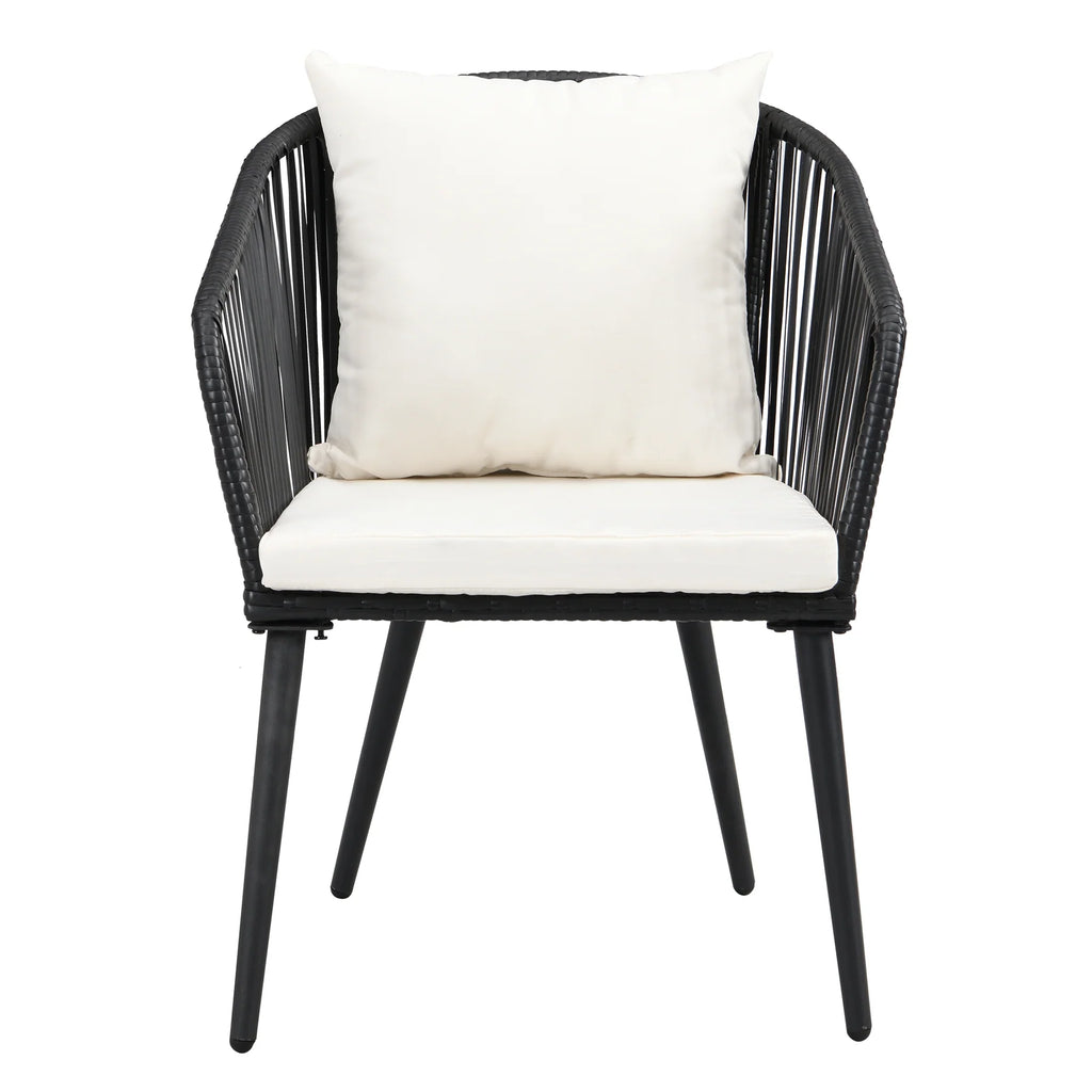 Virasat Outdoor Patio Seating Set 2 Chairs 1 Table Set Black-VIRASAT FURNITURE & FURNISHING