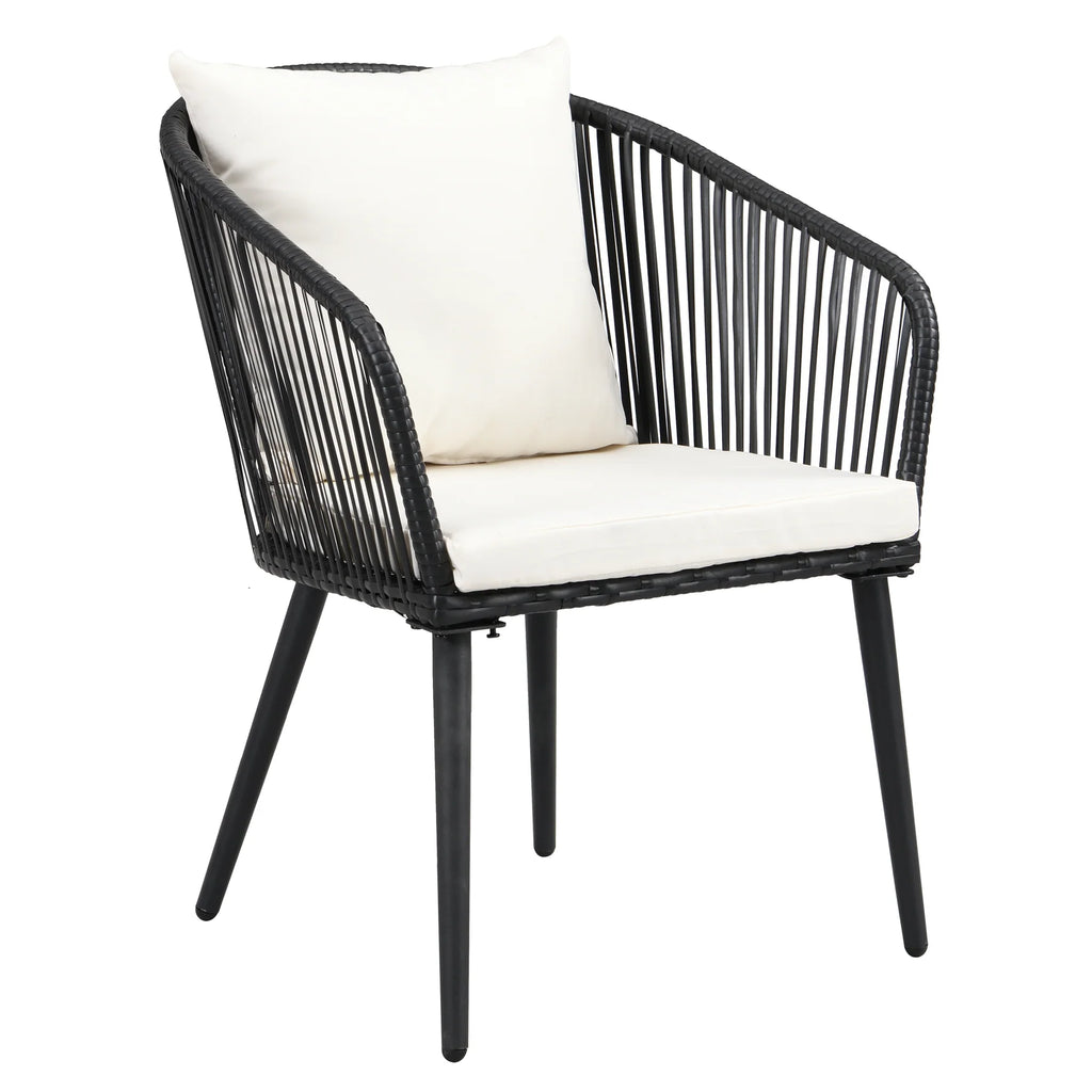 Virasat Outdoor Patio Seating Set 2 Chairs 1 Table Set Black-VIRASAT FURNITURE & FURNISHING