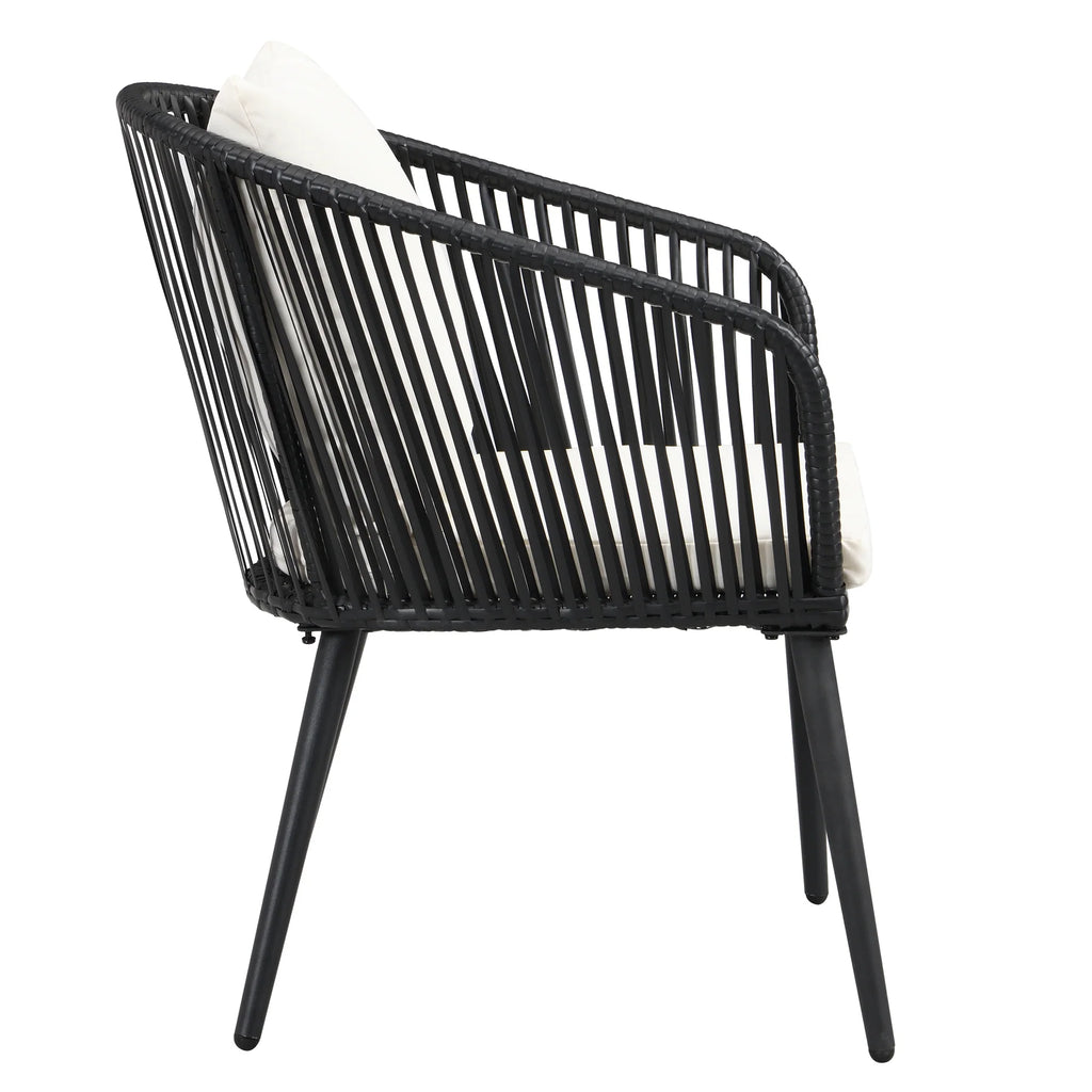 Virasat Outdoor Patio Seating Set 2 Chairs 1 Table Set Black-VIRASAT FURNITURE & FURNISHING