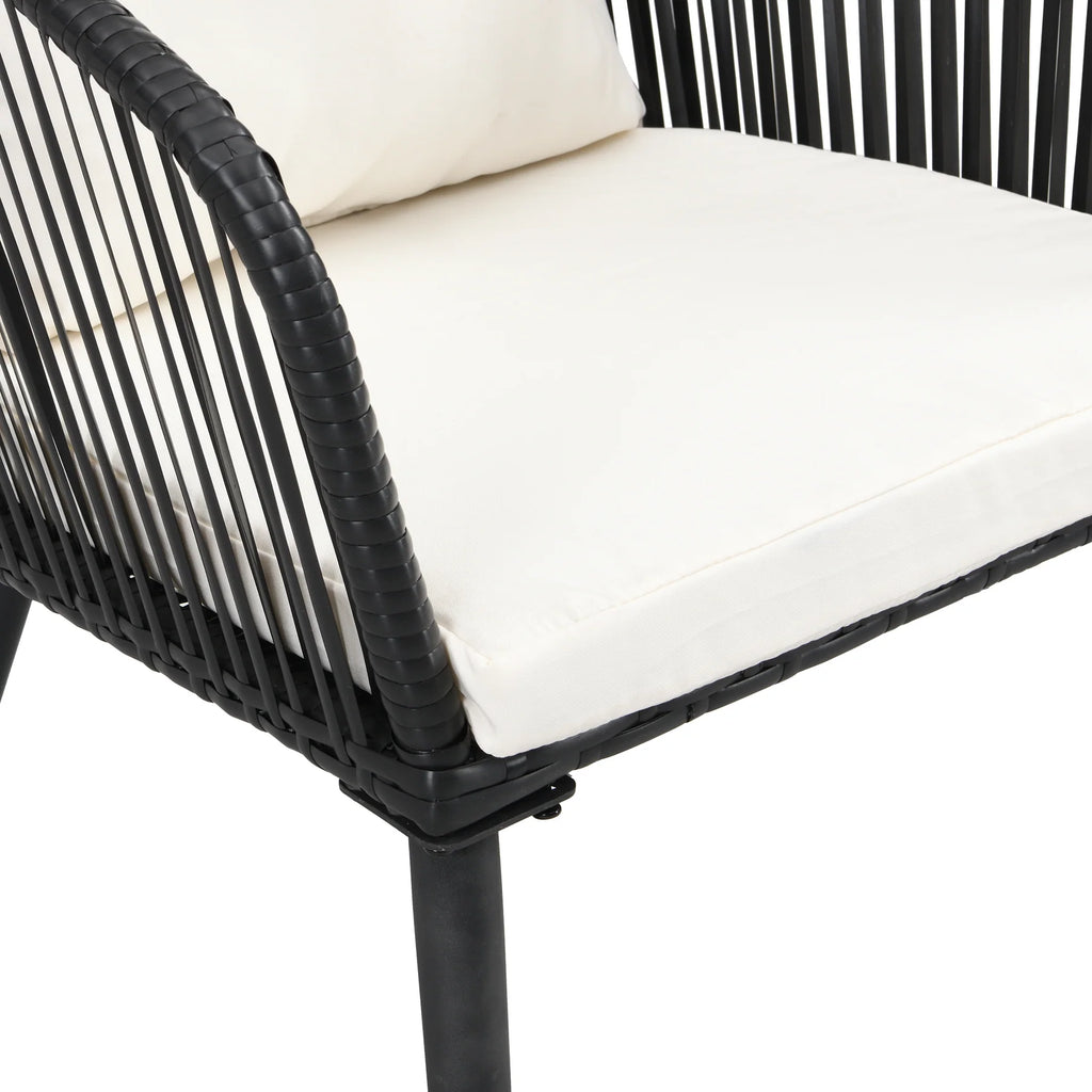 Virasat Outdoor Patio Seating Set 2 Chairs 1 Table Set Black-VIRASAT FURNITURE & FURNISHING