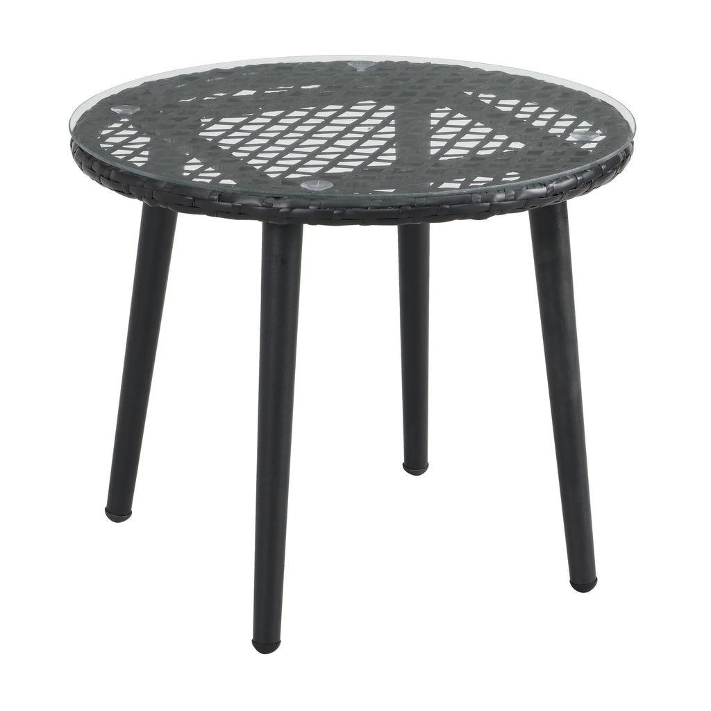 Virasat Outdoor Patio Seating Set 2 Chairs 1 Table Set Black-VIRASAT FURNITURE & FURNISHING