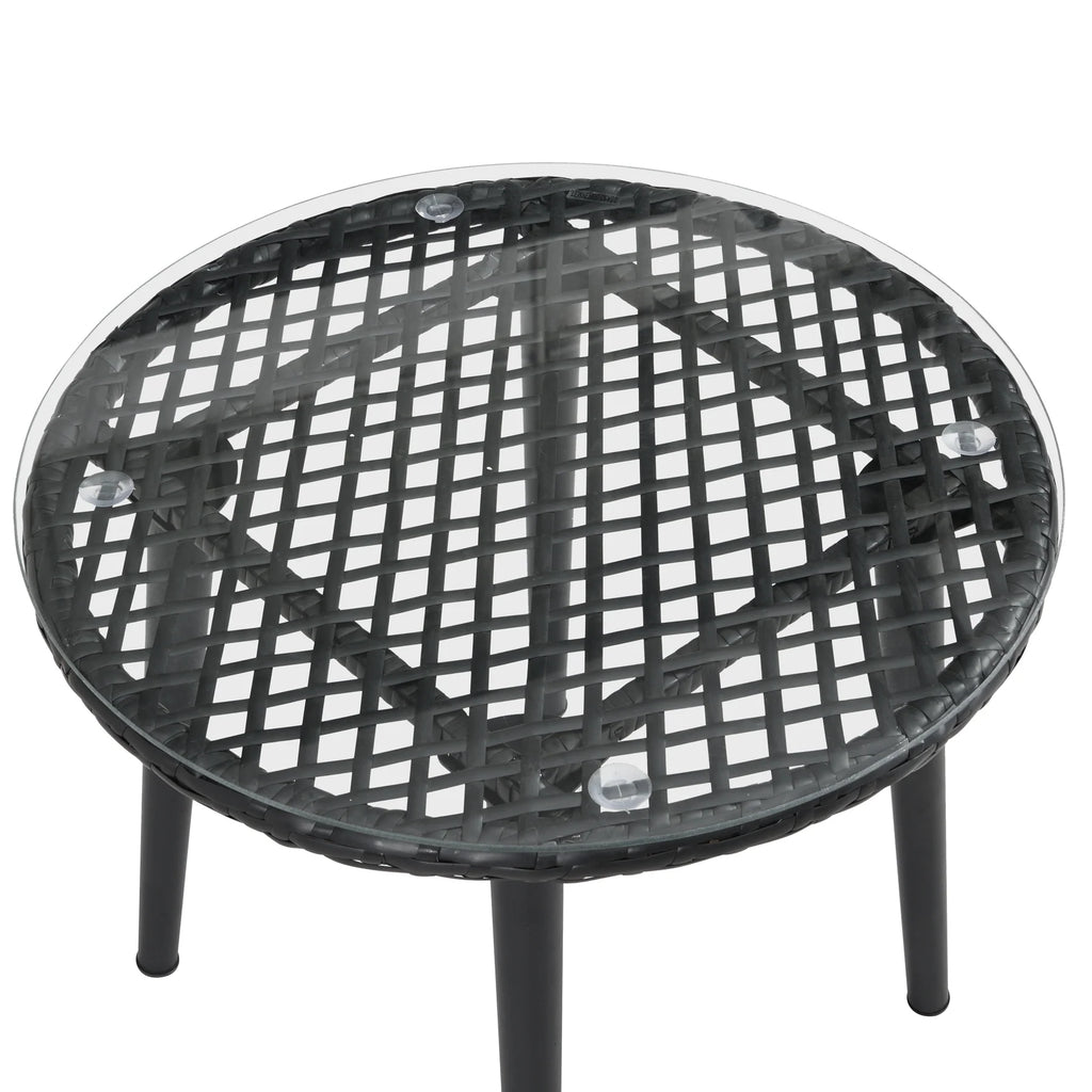 Virasat Outdoor Patio Seating Set 2 Chairs 1 Table Set Black-VIRASAT FURNITURE & FURNISHING