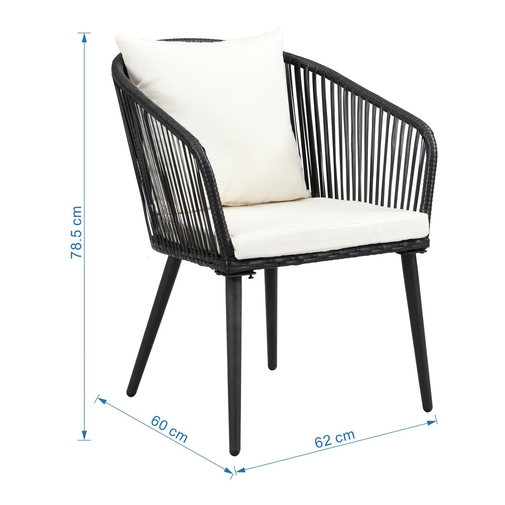 Virasat Outdoor Patio Seating Set 2 Chairs 1 Table Set Black-VIRASAT FURNITURE & FURNISHING