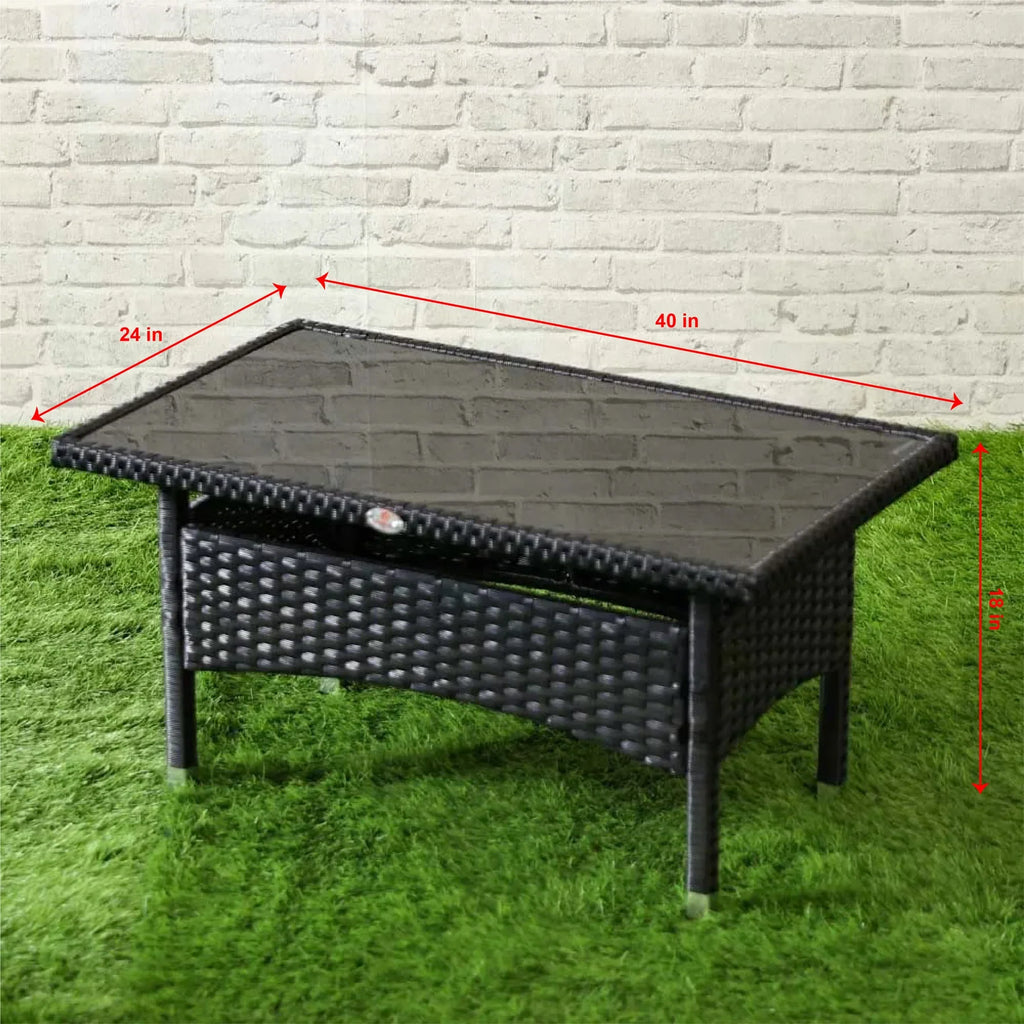 Virasat Outdoor Sofa Set 2 Seater, 2 Single Seater and 1 Center Table Set (Black)-VIRASAT FURNITURE & FURNISHING