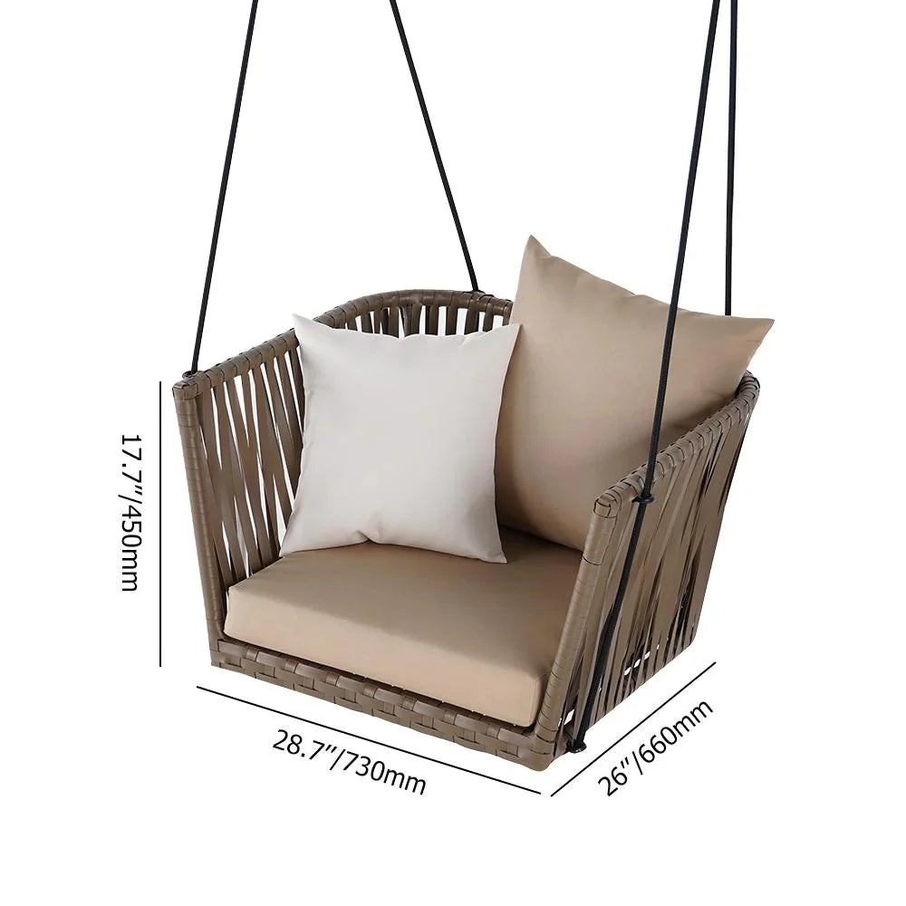 VIRASAT FURNITURE SINGLE SEATER HANGING SWING WITHOUT STAND FOR BALCONY & GARDEN SWING (BROWN)