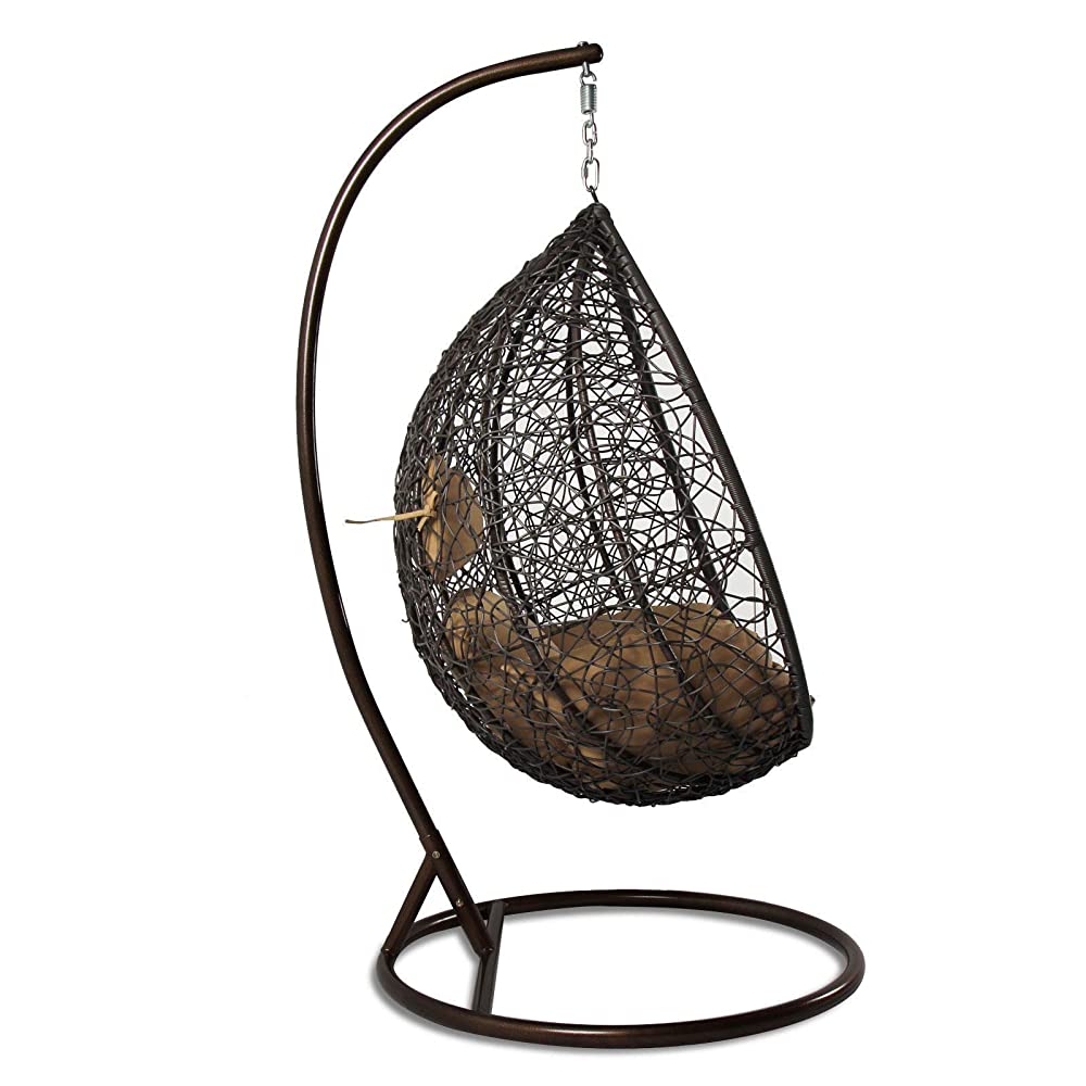 Virasat Single Seater Hanging Swing With Stand For Balcony, Garden Swing (Black)-VIRASAT FURNITURE & FURNISHING
