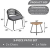 VIRASAT FURNITURE 3 Piece Garden Outdoor Rope Patio Set