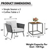 VIRASAT FURNITURE Outdoor Rope 3-Piece Patio Set With Wooden Top Table