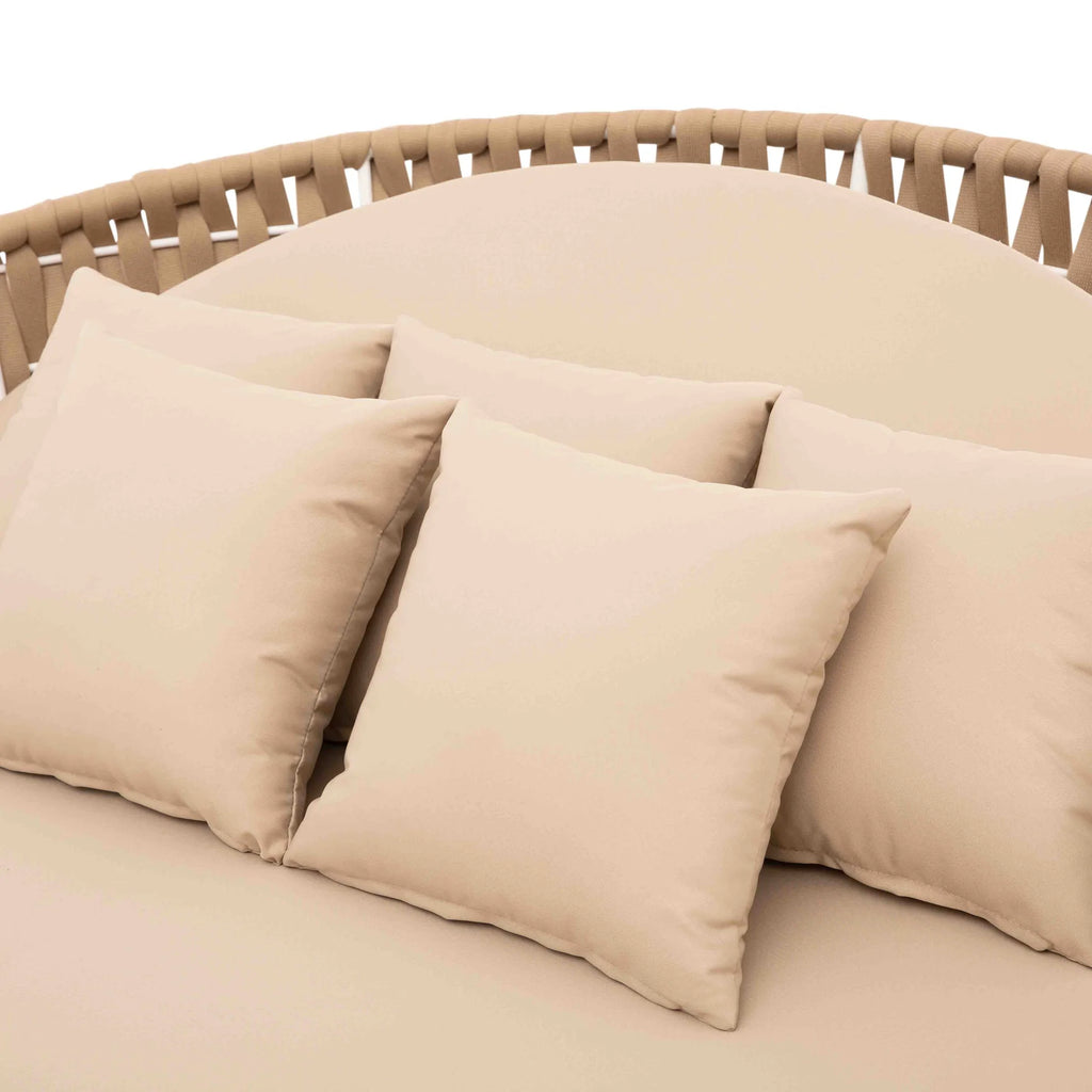 Virasat Outdoor Poolside Sunbed With Cushion Daybed (Tan) Braided & Rope-VIRASAT FURNITURE & FURNISHING