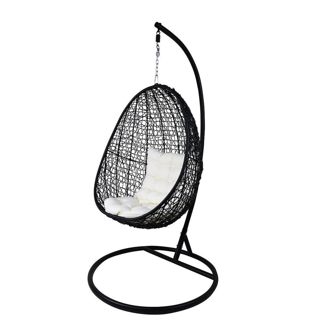 Virasat Oscuro Single Seater Hanging Swing With Stand For Balcony , Garden Swing (Black)