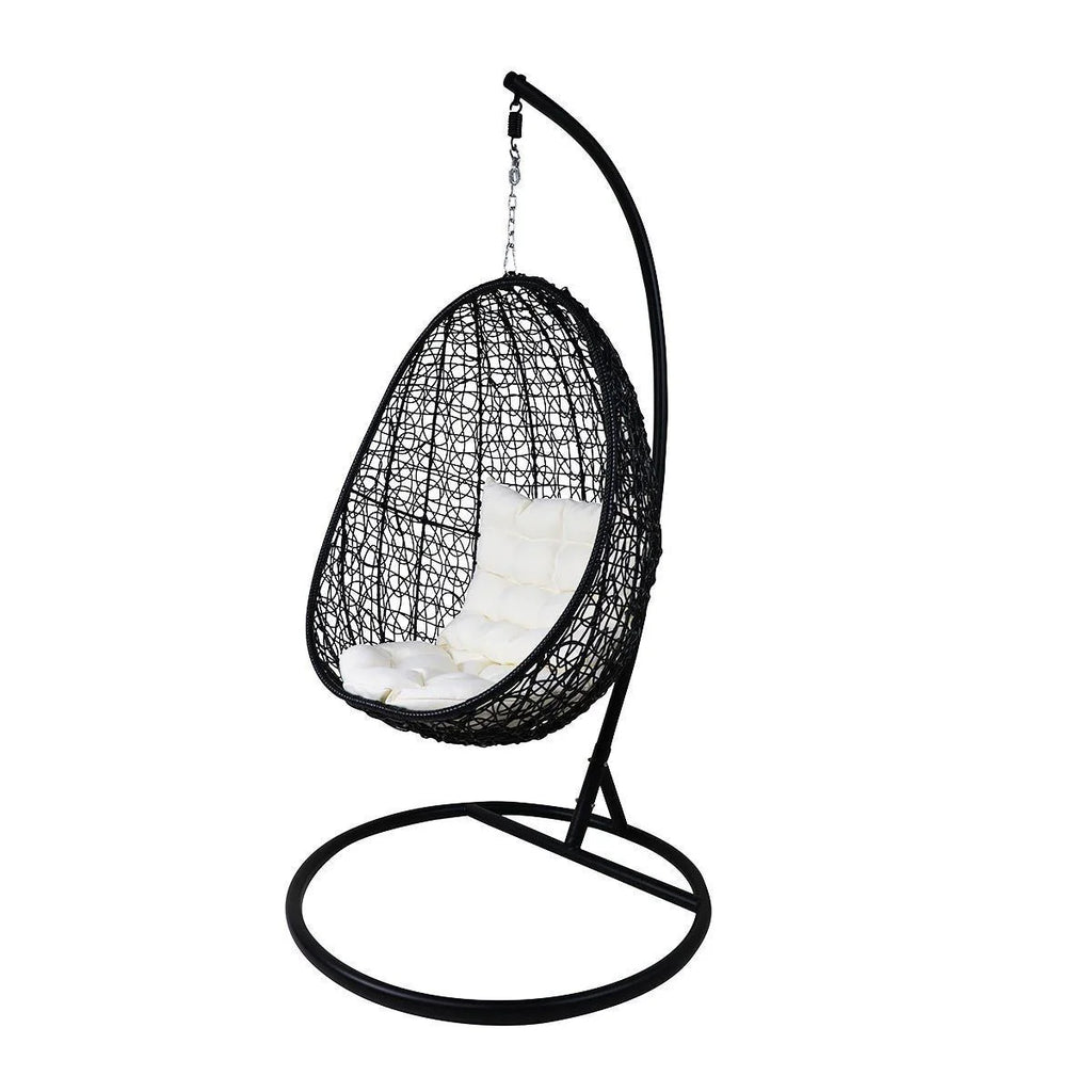 Virasat Single Seater Hanging Swing With Stand For Balcony, Garden Swing (Black)-VIRASAT FURNITURE & FURNISHING