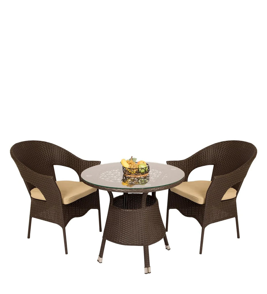 Virasat Outdoor Patio Seating Set 2 Chairs and 1 Table Set (Brown)-VIRASAT FURNITURE & FURNISHING
