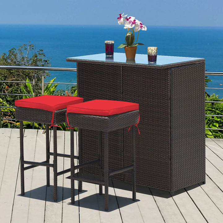 Virasat Massimo Outdoor Patio Bar Sets 2 Chairs and 1 Table (Dark Brown)