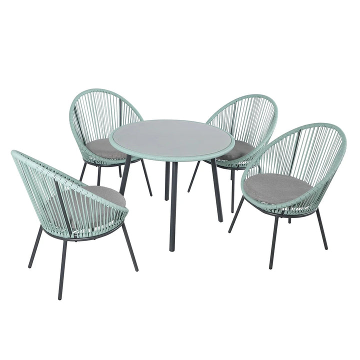 Virasat Piel Outdoor Patio Seating Set 4 Chairs and 1 Table Set (Turquoise)