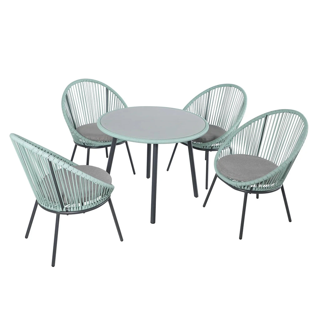 Virasat Outdoor Patio Seating Set 4 Chairs and 1 Table Set (Turquoise)-VIRASAT FURNITURE & FURNISHING