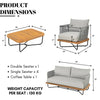 VIRASAT FURNITURE OUTDOOR 6-PIECE ROPE WOVEN CONVERSATION SOFA SET WITH WOODEN TOP TABLE (GREY)