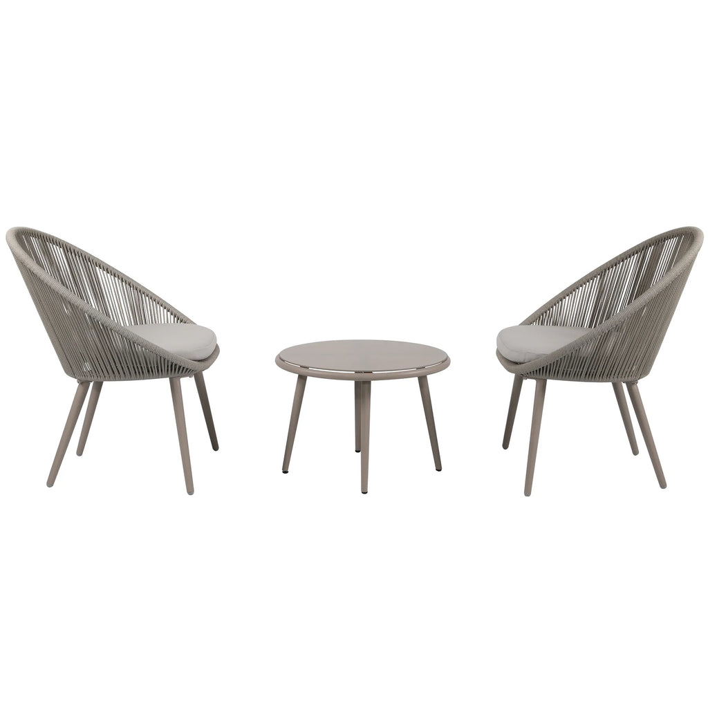Virasat Outdoor Patio Seating Set 2 Chairs and 1 Table Set (Grey) Braided & Rope-VIRASAT FURNITURE & FURNISHING