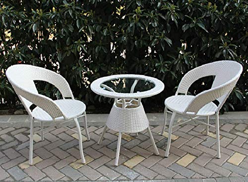 Virasat Outdoor Patio Seating Set 2 Chairs and 1 Table Set (White)-VIRASAT FURNITURE & FURNISHING